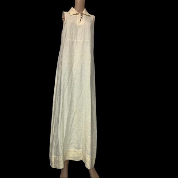 AlyWear 100% Linen Yellow Maxi Bohemian Sleeveless Dress, Size Small - Picture 12 of 16